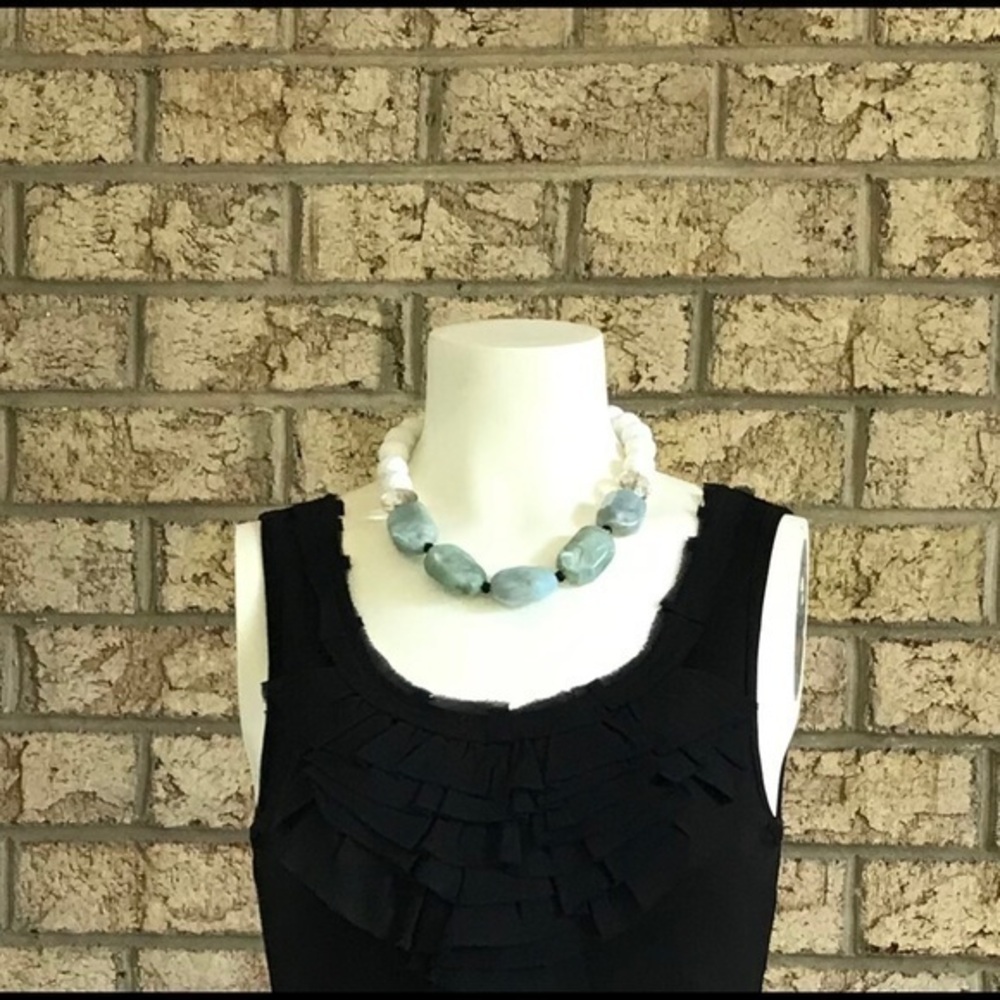 Green and white stone necklace
